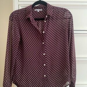Polka Dot maroon button down shirt